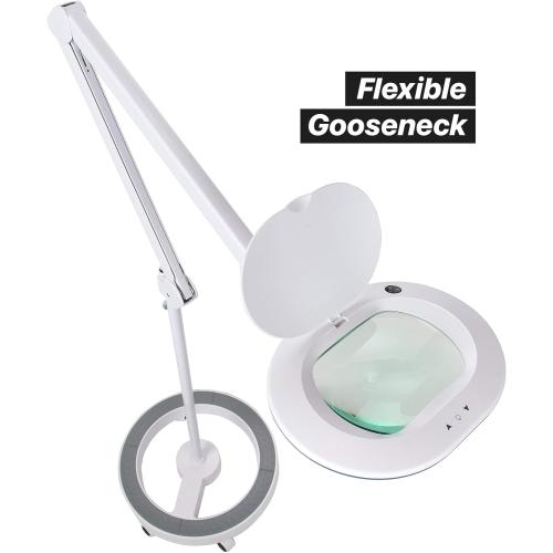Brightech LightView Pro Magnifying Glass with Stand and Light – Magnifying Floor Lamp with 6-Wheels on a Sturdy Base for Facials – LED Work Light with XL Magnifier Glass for Crafts and Projects