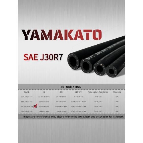 YAMAKATO 5/16 Inch ID Fuel Line Hose Braided 6 Feet w/ 10 Clamps 8mm Braided Rubber Tubing