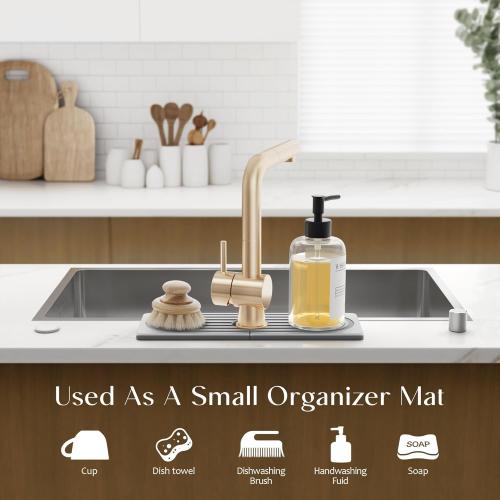 Faucet Mat for Kitchen Sink - Wider Diatomite Fast Drying Stone Sink Tray, Super Absorbent, Prevents Moisture Buildup - Faucet Splash Guard for Bathroom Counter (Grey, 15x5.3inch)