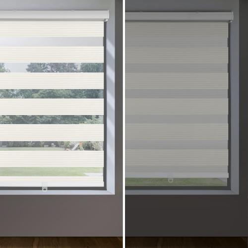 Allbright Cordless Free Stop Zebra Window Blinds 35 W×64 H, Dual Layer Roller Shade Room Darkening Sheer Shades, Light Filtering Window Shades, Easy to Install Beige