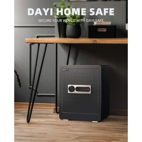 DAYI Safe Box, 2.0 Cubic Feet Home Safe with Fireproof Waterproof Bag, Security Safe Box for Money Cash Valuables, Digital Electronic Keypad, Dual Alarm System, Removable Shelf - D-45
