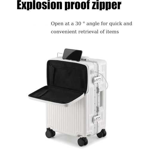 ZMY Carry on Luggage with Charging Port, Lightweight Hardside Suitcase with TSA Lock and Spinner Wheels (Grey, 20 inches)