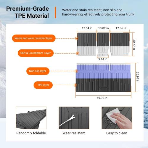 powoq Cargo Mat Compatible with 2025 2026 Ford Expedition Lincoln Navigator Cargo Liner Trunk Mat Back Seat Protector Replacement for 2025 2026 Ford Expedition Accessories (Trunk Mat Backrest Mats)