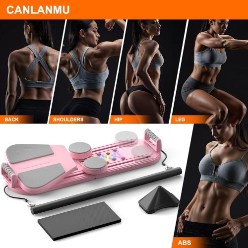 Color Pink Pilates Board,Multifunctional Rebound Abdominal Board,Foldable Pilates Reformer Set, Ab Core Trainer Machine,Ab Exercise Board,Abs Workout Equipment for Women Home Gym Equipment