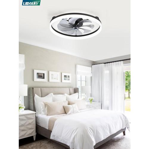LEDIARY 23 Low Profile Ceiling Fans with Lights, APP & Remote, Black