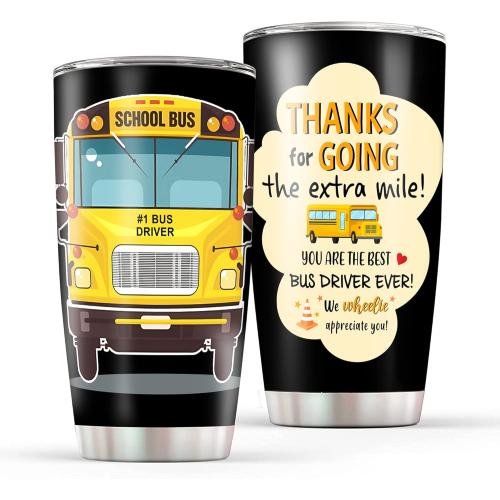 Bus Driver Gifts for Women Men, School Bus Driver Appreciation Gifts, 20oz Bus Driver Tumbler Cup, School Bus Driver Coffee Travel Mug, Bus Driver Insulated Stainless Steel Drinking Cup