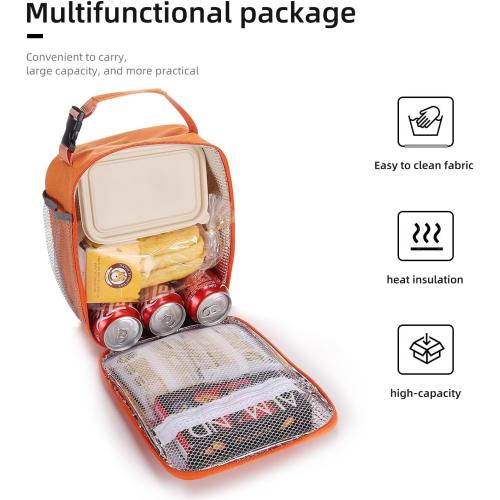 Lovoeo Lunch box Lunch bag for men women Insulated Lunchbox Lunch bags for Work Picnic Travel (Orange)