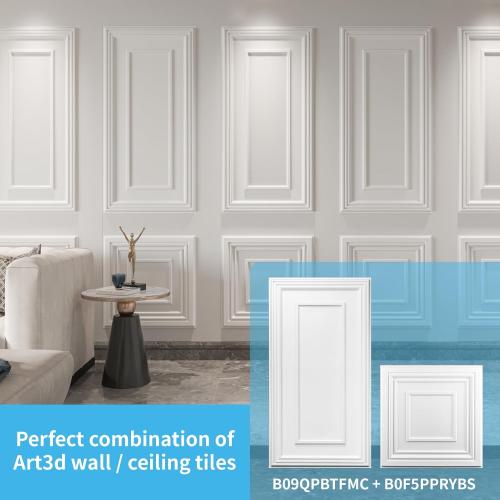Art3d Drop Ceiling Tiles, 24x48in. White (12-Pack), Polyvinyl Chloride (PVC), Glue Down
