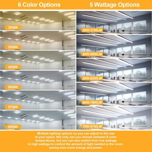 4FT LED Linear Lights Fixture, ETL Listed 5 Power(30W-70W)& 6CCT(3000K-6500K) All in 1, 4 Foot Shop Light, Up to 10500 LM Super Bright, LED Fluorescent Light for Workshop 4FT, DLC(4 PCS)