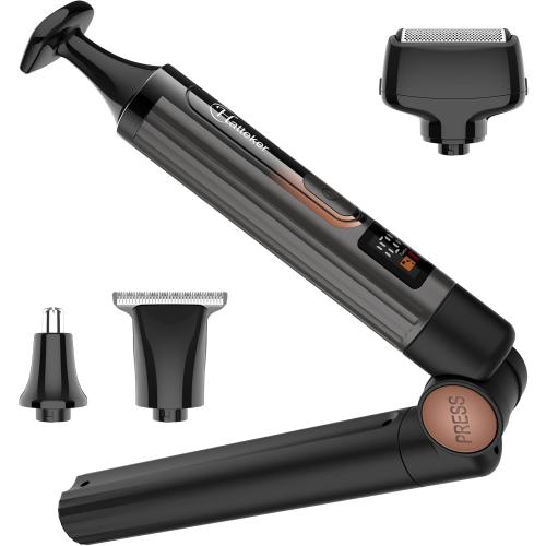 Hatteker Upgraded Mens Electric Back Shaver Body Grooming kit Body Trimmer Facial,Arm,Chin Beard Trimmer Cordless Hair Clipper with Adjustable Extension Handel Waterproof LED Display