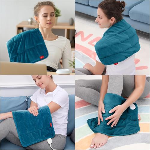 Size 12x24 Color Blue Comfytemp Weighted Heating Pad for Back & Period Cramps, FSA Eligible, Birthday Gifts for Mom Dad Women Men, 2.2lb HSA Electric Heat Pad for Neck Shoulder Pain Relief, 2H Auto-Off Heated Pad, 12x24