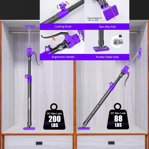 Cabinet Jacks for Installing Cabinets, Adjustable Support Pole, Jack Rod Third Hand Tool from 23.6 - 45.3 inches, Capacity for Cabinet Jack, Drywall Jack& Zip Poles, 2-Pack
