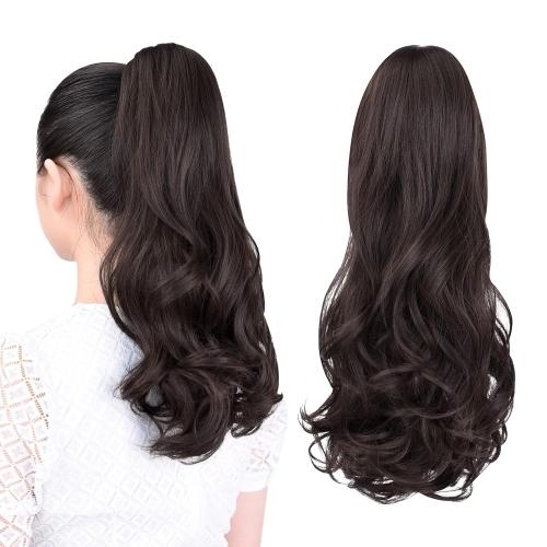 ponytail extension,16 claw clip hair extensions ponytail short curly hair ponytail Extension Natural Looking Synthetic Hairpiece for Women Black brown