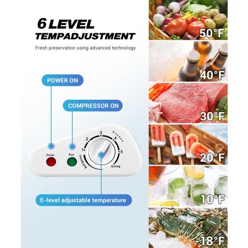 Chest Freezer, Deep Freezer 5 Cubic Feet with Removable Baskets & 6 Adjustable Temperature & Top Open Door, White Mini Deep Freezer Compact Freezer Suitable for Apartments(Down to -18°F)