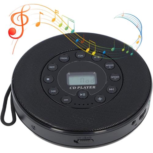 Portable CD Player with Speaker and Anti Skip CD Player for Car MP3 Compatibility Support Recording to USB Built-in Microphone (Black)