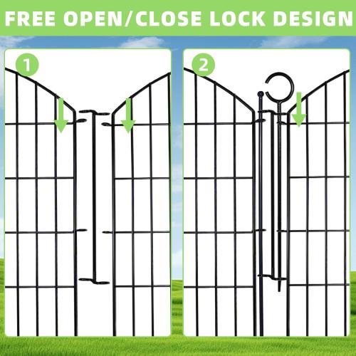 Decorative Garden Fence 40in (H) x24ft (L), 10 Pack No Dig Fence Animal Barrier for Dog with Lock, Arched Flower Bed Edging, Wire Border Panel Fencing for Yard Patio Outdoor Decor