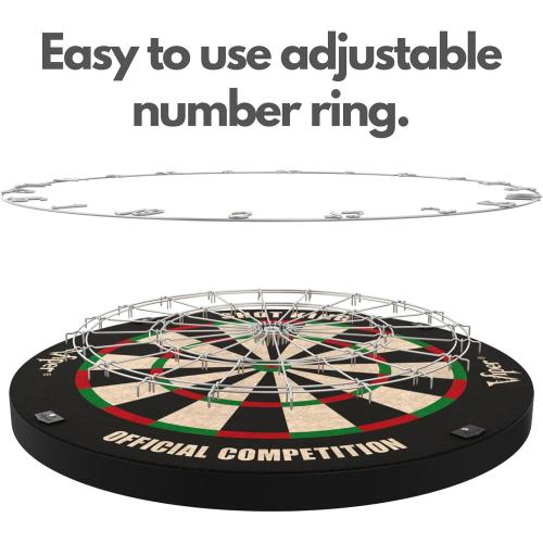 Viper by GLD Products Shot King Regulation Bristle Steel Tip Dartboard Set with Bullseye Metal Radial Spider Wire Compressed Sisal Board with Rotating Number Ring Includes 6 Darts Black