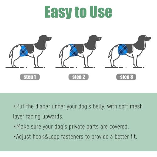 wegreeco Washable Male Dog Belly Band (Stylish Pattern) - Dog Diapers Male - Washable Male Dog Belly Wrap, Dog Diapers Male (Blue, Green, Red Plaid, S)
