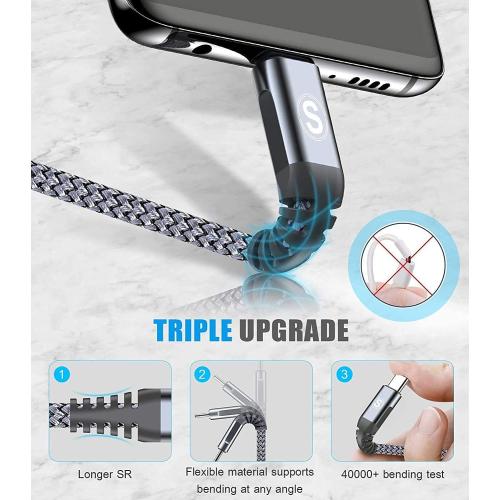 Type C Grey sweguard USB Type C iPhone 16 Pro Max Charger Cable [2-Pack,6.6ft 6.6ft] Nylon Braided USB C Cord for iPhone 16 15 Pro Max Samsung Galaxy S24 S23 S22 S21 S20 S10 A53 A15 Note Flip Pixel LG Moto PS5