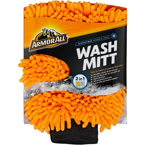 Armor All Microfiber Car Wash Mitt by Armor All, Noodle Tech Car Wash Glove for Clean Cars, Trucks, Motorcycles, 1 Each