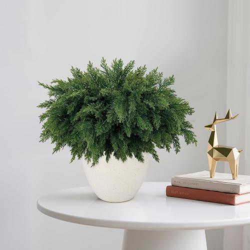 18 Inch Real Touch Cedar Branches - 12 Pcs Artificial Christmas Plants Branches, Faux Greenery Pine Stems Fake Cedar Picks for Vase DIY Crafts, Christmas Pine Branches for Home Indoor Decor