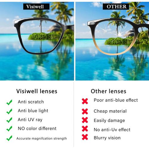 4 Pack Progressive Multifocus Reading Glasses for Women Men Blue Light Blocking Readers with Spring Hinge