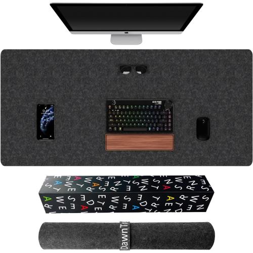 Large Felt Desk Mat,39.4''x19.69'' Non-Slip Desk Mat,Desk Pad Protector for Keyboard, Computer,Desk Accessories for Home and Office,100x50CM Full Desk Mouse pad (Dark Grey)