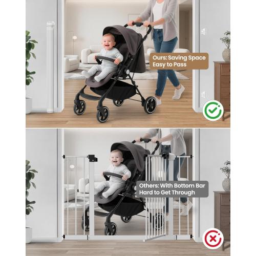 Retractable Baby Gate, 55 Wide Mesh Gate with 4 Reinforced Rods, Prevents Kids & Dogs from Crawling Under, 34 Tall Easy-to-Use Pet Gate for Stairs, Bedrooms, Hallways, Indoor/Outdoor, White