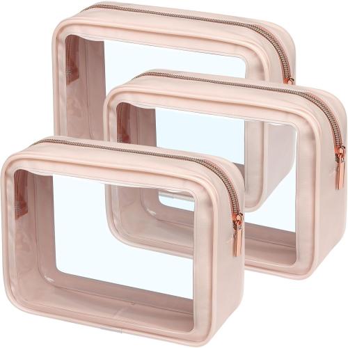 PACKISM TSA Approved Toiletry Bag - Upgrade Color-Edged Clear Makeup Bags, Clear Toiletry Bags For Traveling Fits Various Storage Needs