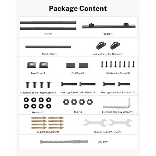 Hand Rails for Outdoor Steps, 3 Step Handrail, Stair Railing Indoor, Hand Rails for Indoor Stairs & Wrought Iron Handrails for Outdoor Steps for Porch/Deck, Black