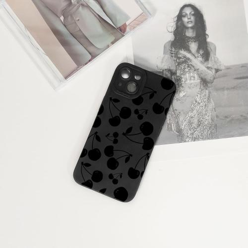 Lovmooful Compatible for iPhone 15 Plus Case Cute Cool Cherry Black Design for Girls Women Soft TPU Shockproof Protective Girly for iPhone 15 Plus-Cherry