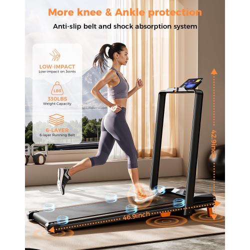 Walking Pad Treadmill, BestGod Incline Under Desk Treadmill 330lbs Capacity, 2.5HP Portable Treadmills for Home, Compact Treadmills Mini Walking Pad, Running Machine with Remote Control