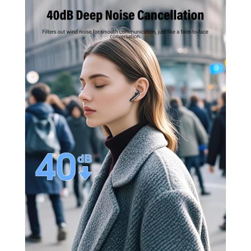 Wireless Earbuds, Bluetooth 5.4 Headphones Bass Stereo, Ear Buds with Noise Cancelling Mic, LED Display in Ear Earphones Clear Calls, IP7 Waterproof Bluetooth Earbuds for Phones/Sports/Laptop, Black