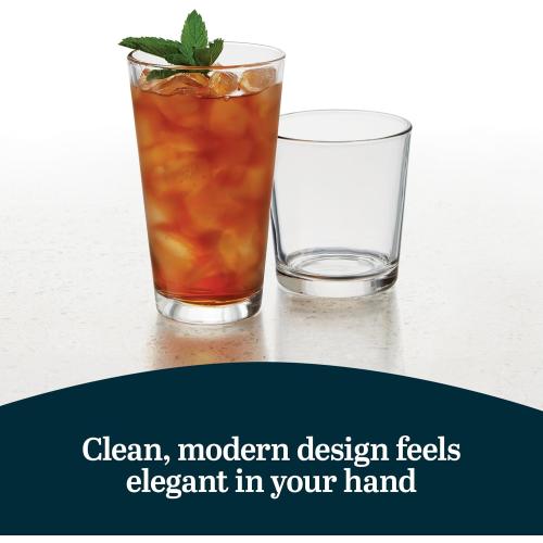 Libbey Flare Rocks, Glass Tumbler Set, Stylish Lead-Free Drinking Glasses Set of  Dishwasher-Safe Glass Cups Set for Daily Use and Parties
