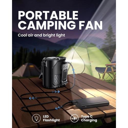 Portable Waist Fan with Ice Cooling, 4-in-1 Clip-On Fan for Car/Shirt/Hat/Belt, 16000RPM Strong Airflow, 12H Runtime, 100 Speed Settings, Wearable Fan for Outdoor Work, Camping, Travel Black