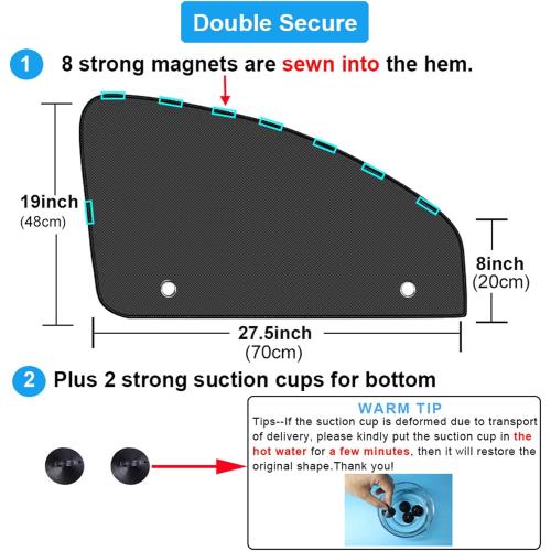 Ovege Car Window Shades Magnetic 2pcs Universal Car Window Screen Mesh Side Window Sun Shade Automotive Window Sunshades for Driver Passenger (Front Seat 2pcs-)
