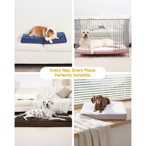 KSIIA Orthopedic Dog Bed Waterproof Dog Crate Bed for Extra Large Dogs deluxe Plush Washable with Egg Crate Foam & Removable Cover, Inch, Gray