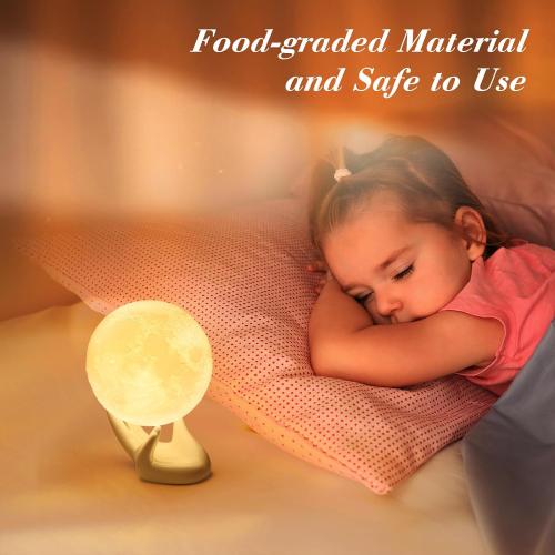 Mydethun Moon Lamp Moon Light Night Light for Kids Gift for Women USB Charging and Touch Control Brightness Warm and Cool White Lunar Lamp (3.5In Moon Light with Ceramic Hand Base)