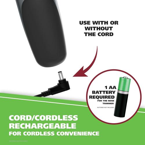 Wahl Groomsman Cord/Cordless Hair Trimmer kit for Men for Mustaches, Hair, Nose Hair, and Light Detailing and Grooming with Bonus Wet/Dry Electric Battery Nose Trimmer – Model 5623V
