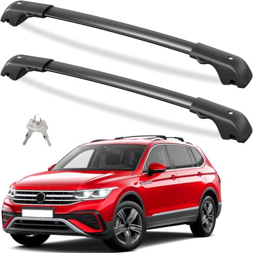 220lbs Lockbale Roof Rack Cross Bars Compatible with Volkswagen VW Tiguan 2018-2024 (Not for Limited) & Taos 2022-2024, Heavy Duty Anti-Theft Aluminum Roof Rails Crossbars Rooftop Cargo Bars