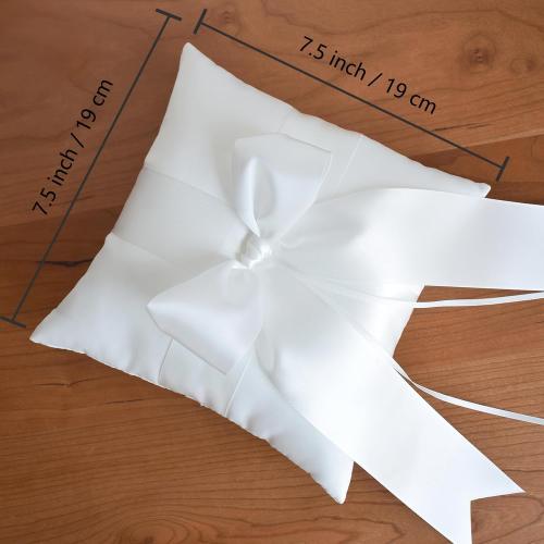 ATAILOVE Wedding Ring Pillow, Ivory Lovely Ring Bearer Pillow Cushion for Wedding Party 7.5'' x 7.5''