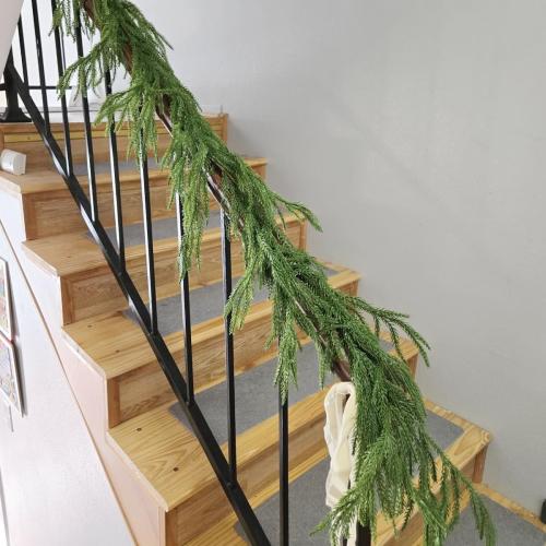 NSBELL 6 Ft Artificial Norfolk Pine Garlands, Real Touch Winter Pine Garland, Green Artificial Greenery Garland for Table, Mantle, Wall, Indoor, Outdoor Christmas Decorations