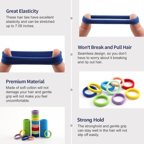 100 Pcs Thick Seamless Hair Ties, Ponytail Holders Hair Accessories No Damage for Thick Hair Valentine's Day Gift(Rainbow Colors)