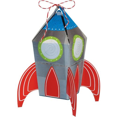Blast Off Birthday Favor Box - 5.5 x 2 (Pack of 8) - Vibrant & Unique Rocket Shaped Paper Boxes - Perfect for Party Favors & Gifts