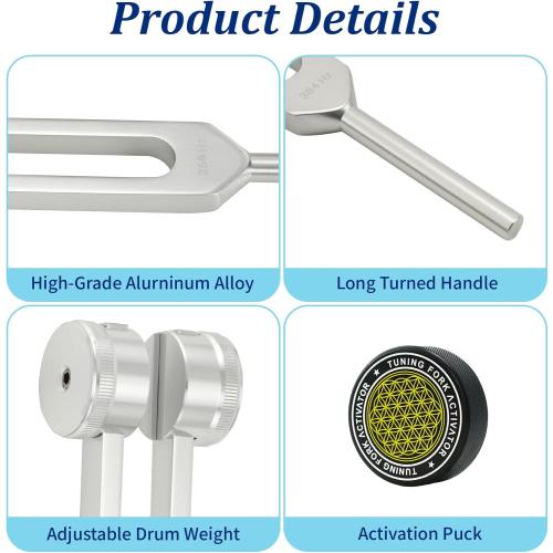 Tuning Forks for Healing Set – Includes 128Hz, 136Hz, 256Hz, 384Hz & Activator, Portable in Red Leather Pouch – Medical Grade Sound Healing Instruments for Chakra, Yoga, and Meditation