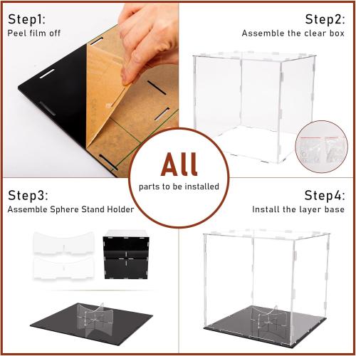 GENMOUS Clear Acrylic Basketball Display Cases UV Protected for Boys Room Decor, Large Display Holder Stand for Autographed Basketball, Memorabilia Display Box for Lego Minifigures, Dolls, Car Models