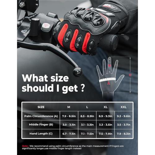 KEMIMOTO Motorcycle Gloves for Men, Touchscreen Cycling Gloves for Outdoor Sports On-Road Off-Road Mountain Motorcycle Motorcross Motorbike Dirt Bike Bicycle Racing ATV UTV