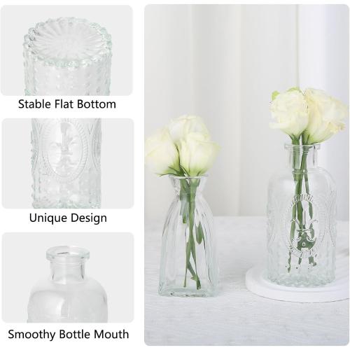 RUCKAE Small Clear Bud Vases Bulk 12 Pack Mini Flower Glass Vases for Centerpiece Table Wedding Decorations Home Decor Party