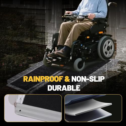4FT Portable Wheelchair Ramp Anti-Slip Aluminum Folding Portable Ramp 800LBS Capacity Folding Non-Slip Aluminum Handicap Ramp, for Home Steps, Stairs, Doorways, Car, Curbs(4FT Using Height 3-9inch)