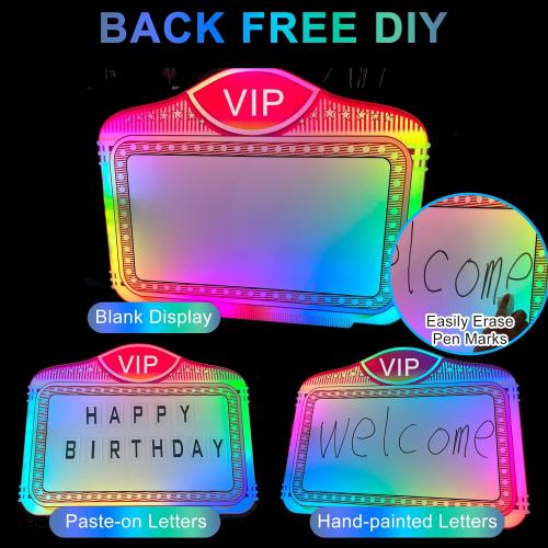 Bottle Service Sign, VIP LED Letter Bottle Presenter, Color Display Lights with 4 Sets Letters & 1 Numbers Kit, Hand Holding Light Box Sign for Party, Bar & Night Club (vip)